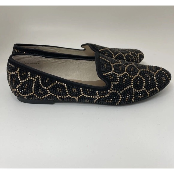 Steven Steve Madden Flats Loafers Size 10 Rhinestone Black Gold Bronze Madee-R - Picture 4 of 9